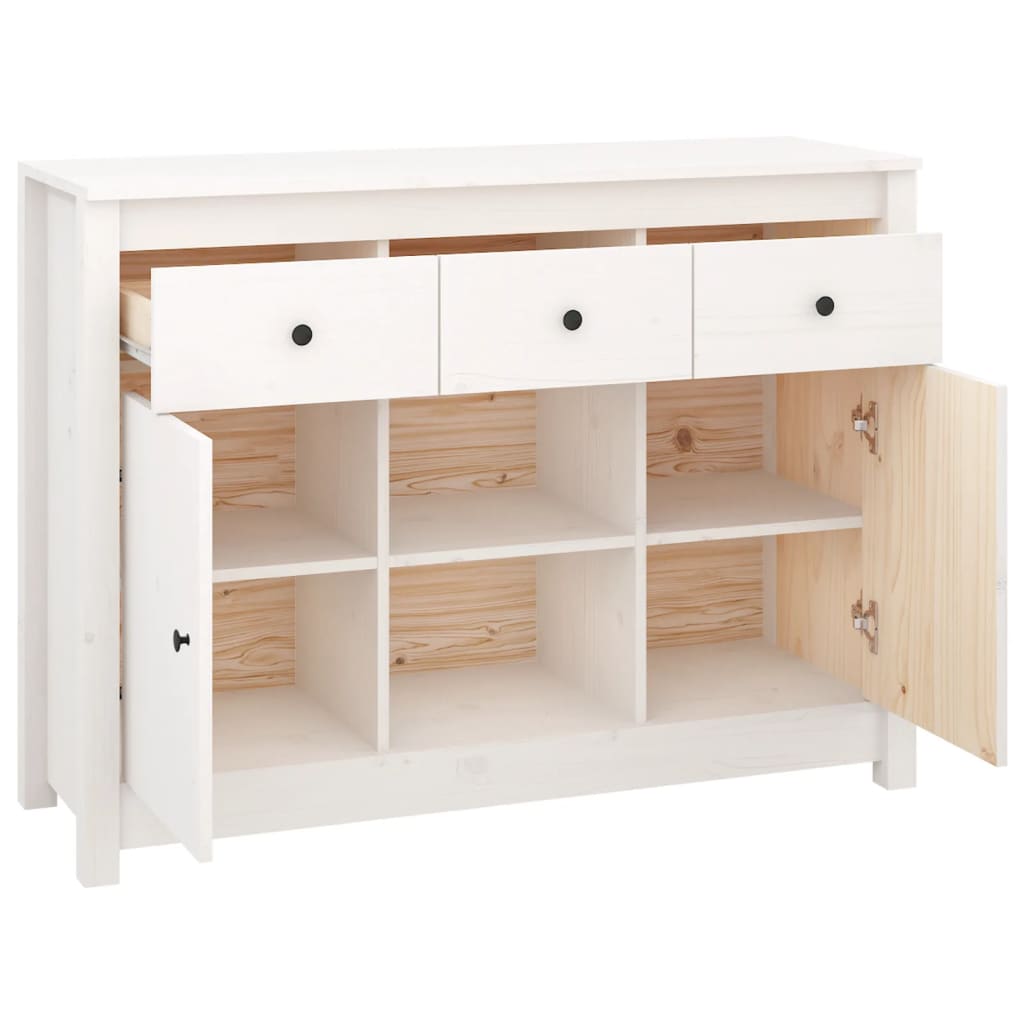 Buffet Blanc 100x35x74,5 cm Bois massif de pin