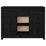 Buffet Noir 100x35x74,5 cm Bois massif de pin