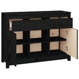 Buffet Noir 100x35x74,5 cm Bois massif de pin