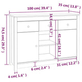 Buffet Noir 100x35x74,5 cm Bois massif de pin