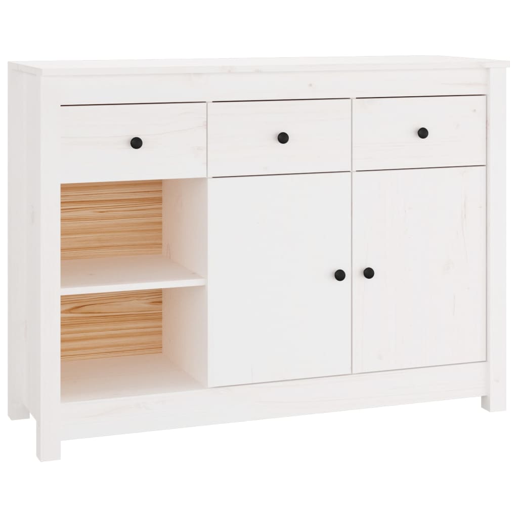 Buffet Blanc 100x35x74 cm Bois massif de pin