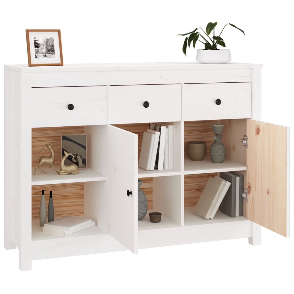 Buffet Blanc 100x35x74 cm Bois massif de pin