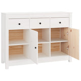 Buffet Blanc 100x35x74 cm Bois massif de pin