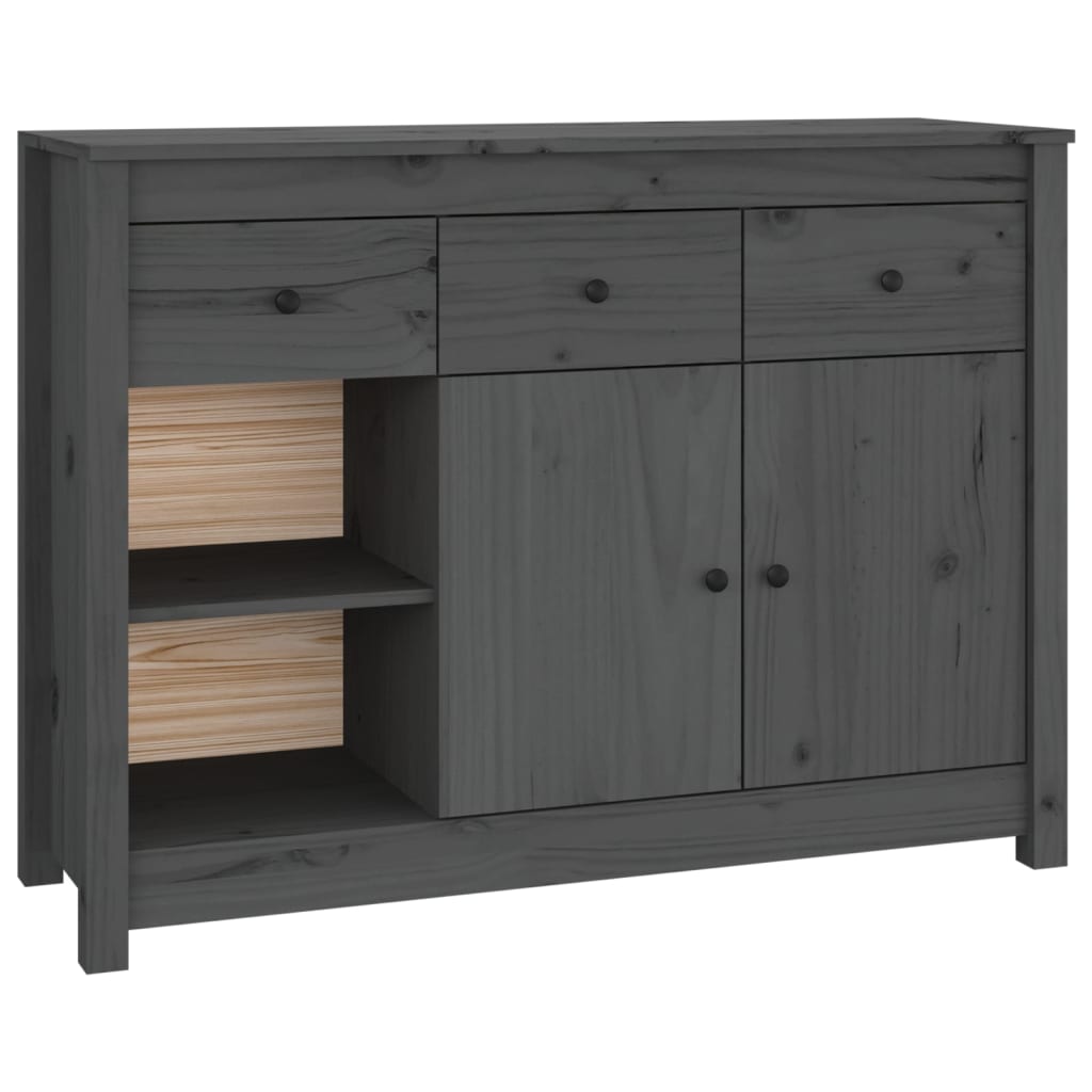 Grey Sideboard 100x35x74 cm Solid Pine Wood