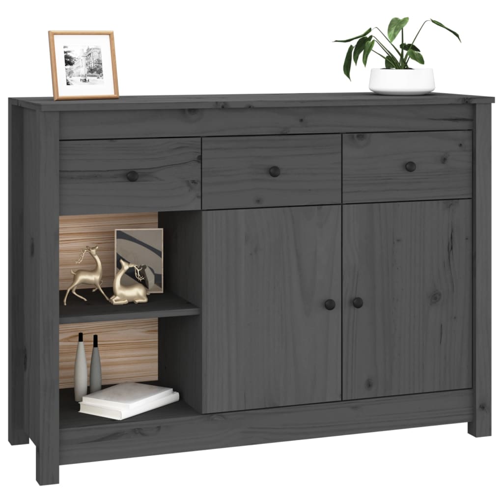 Grey Sideboard 100x35x74 cm Solid Pine Wood