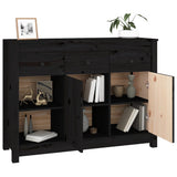 Buffet Noir 100x35x74 cm Bois massif de pin