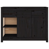 Buffet Noir 100x35x74 cm Bois massif de pin