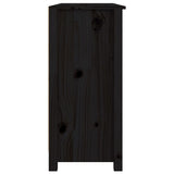 Buffet Noir 100x35x74 cm Bois massif de pin