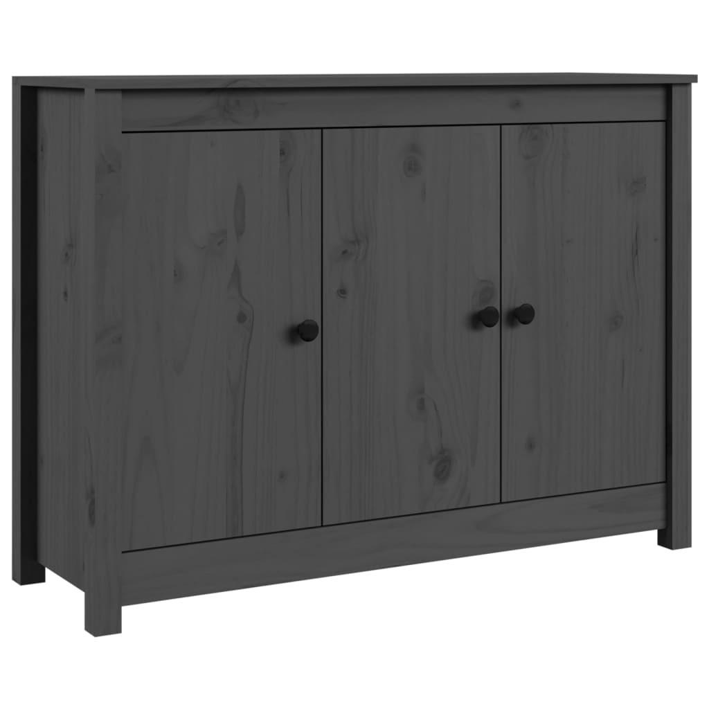 Buffet Gris 100x35x74 cm Bois massif de pin