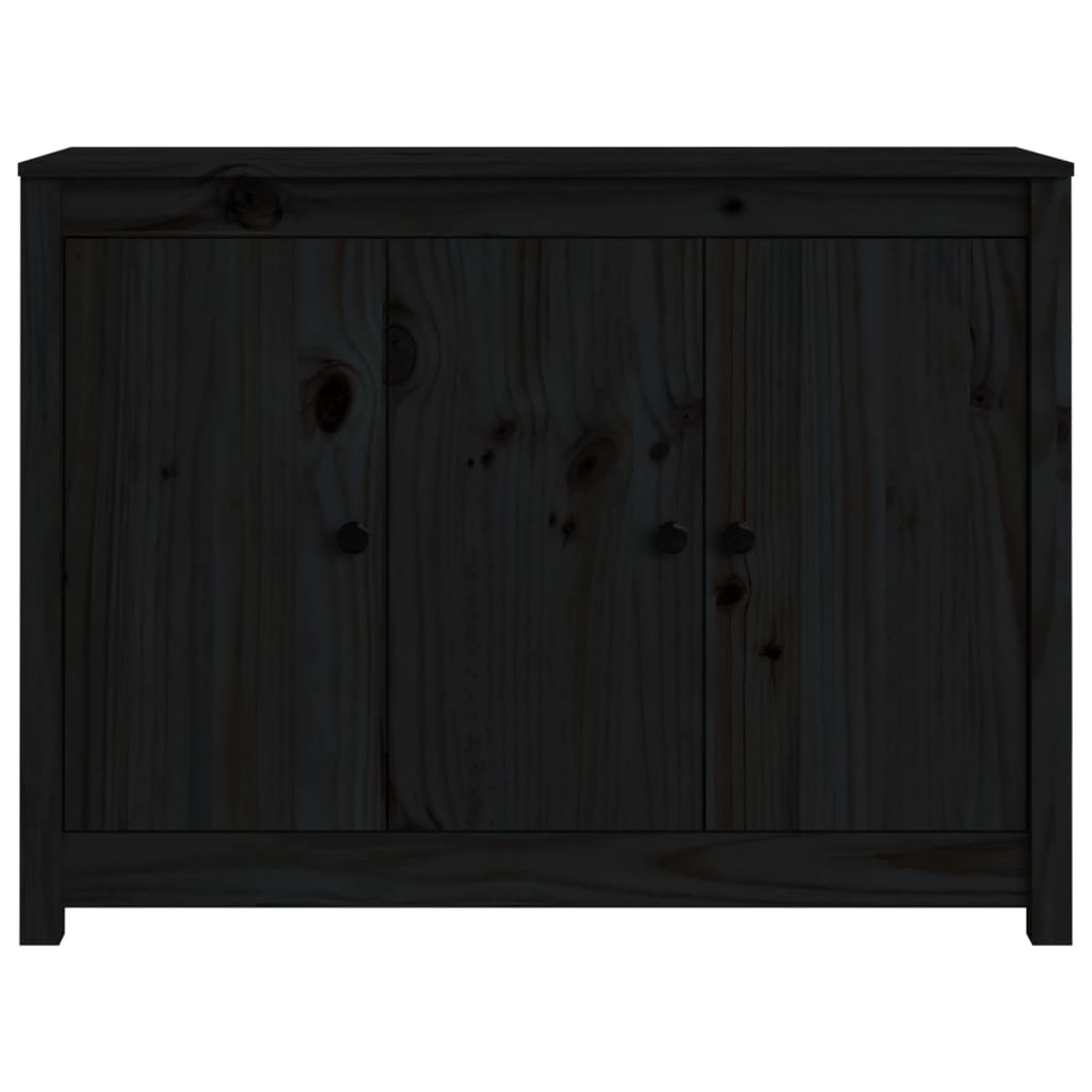 Buffet Noir 100x35x74 cm Bois massif de pin