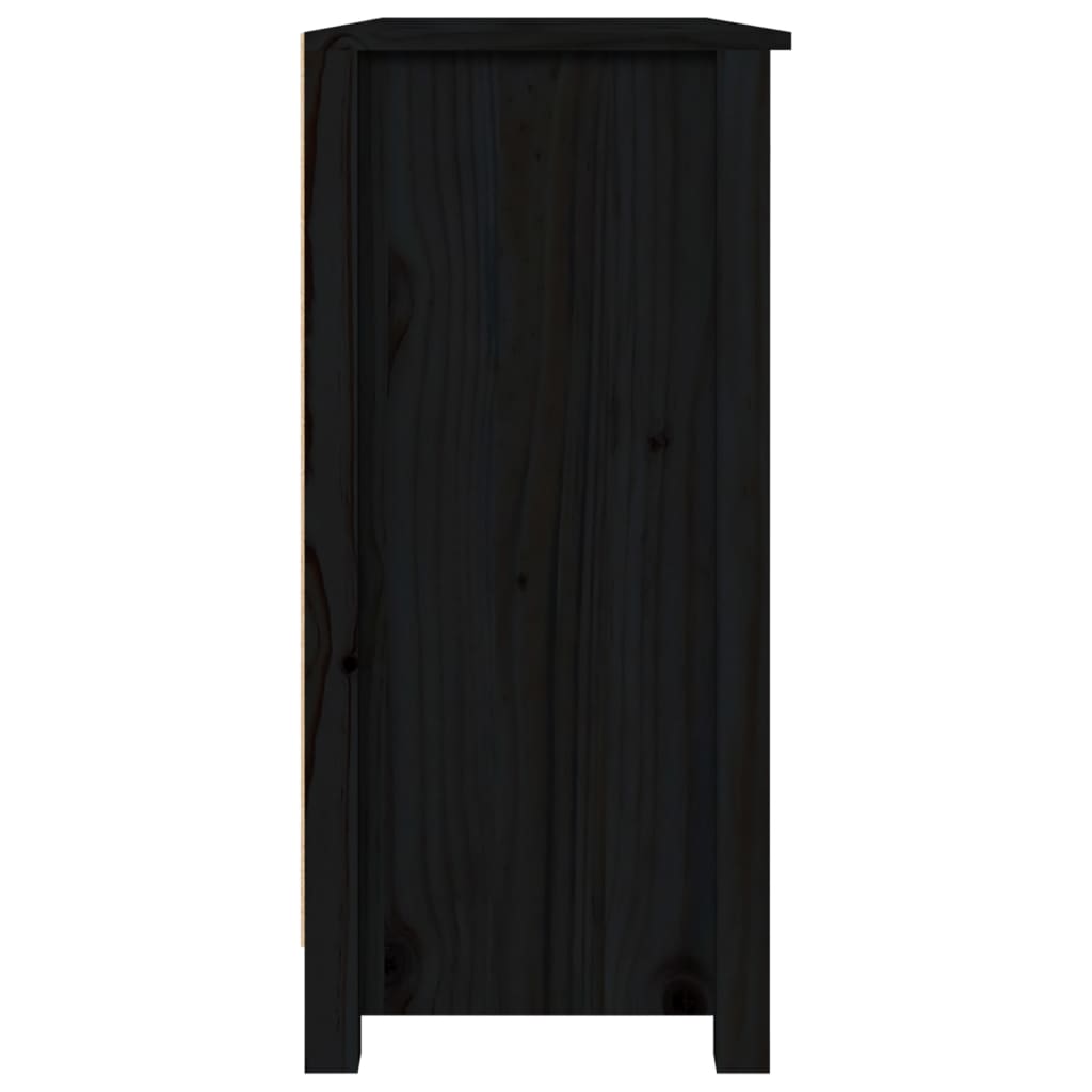 Buffet Noir 100x35x74 cm Bois massif de pin