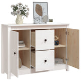 Buffet Blanc 100x35x74 cm Bois massif de pin