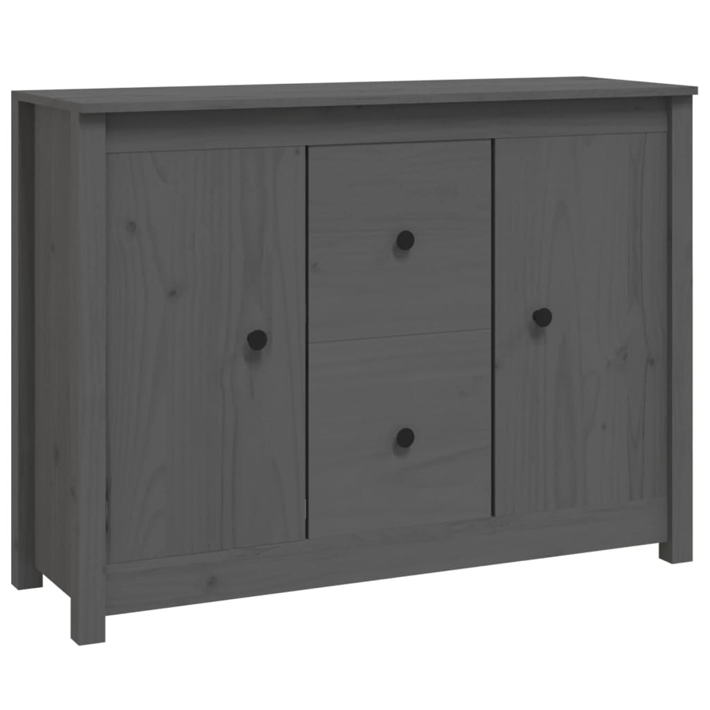 Buffet Gris 100x35x74 cm Bois massif de pin