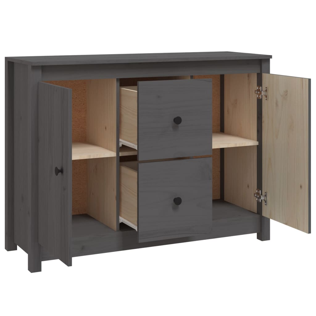 Buffet Gris 100x35x74 cm Bois massif de pin