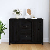 Buffet Noir 100x35x74 cm Bois massif de pin