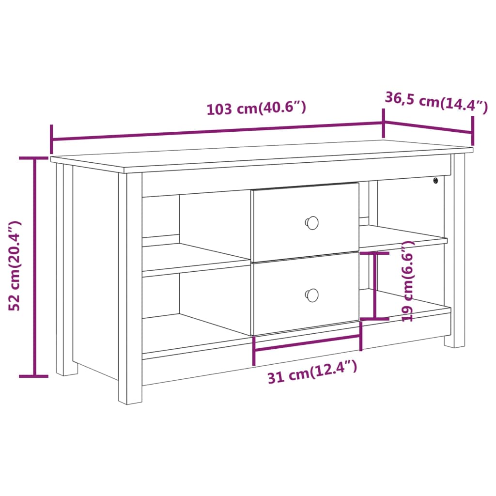 TV cabinet 103x36.5x52 cm Solid pine wood