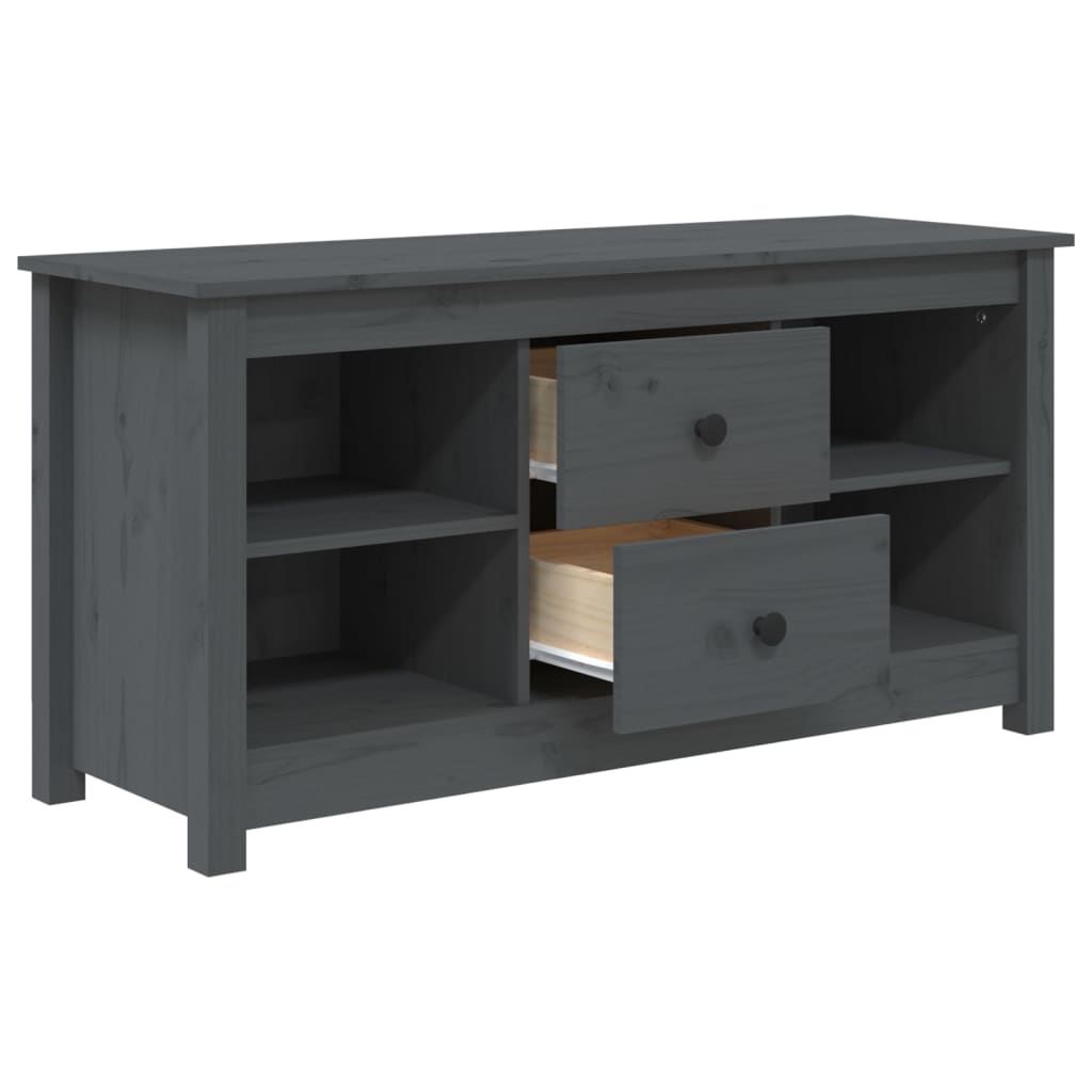 Meuble TV Gris 103x36,5x52 cm Bois de pin massif