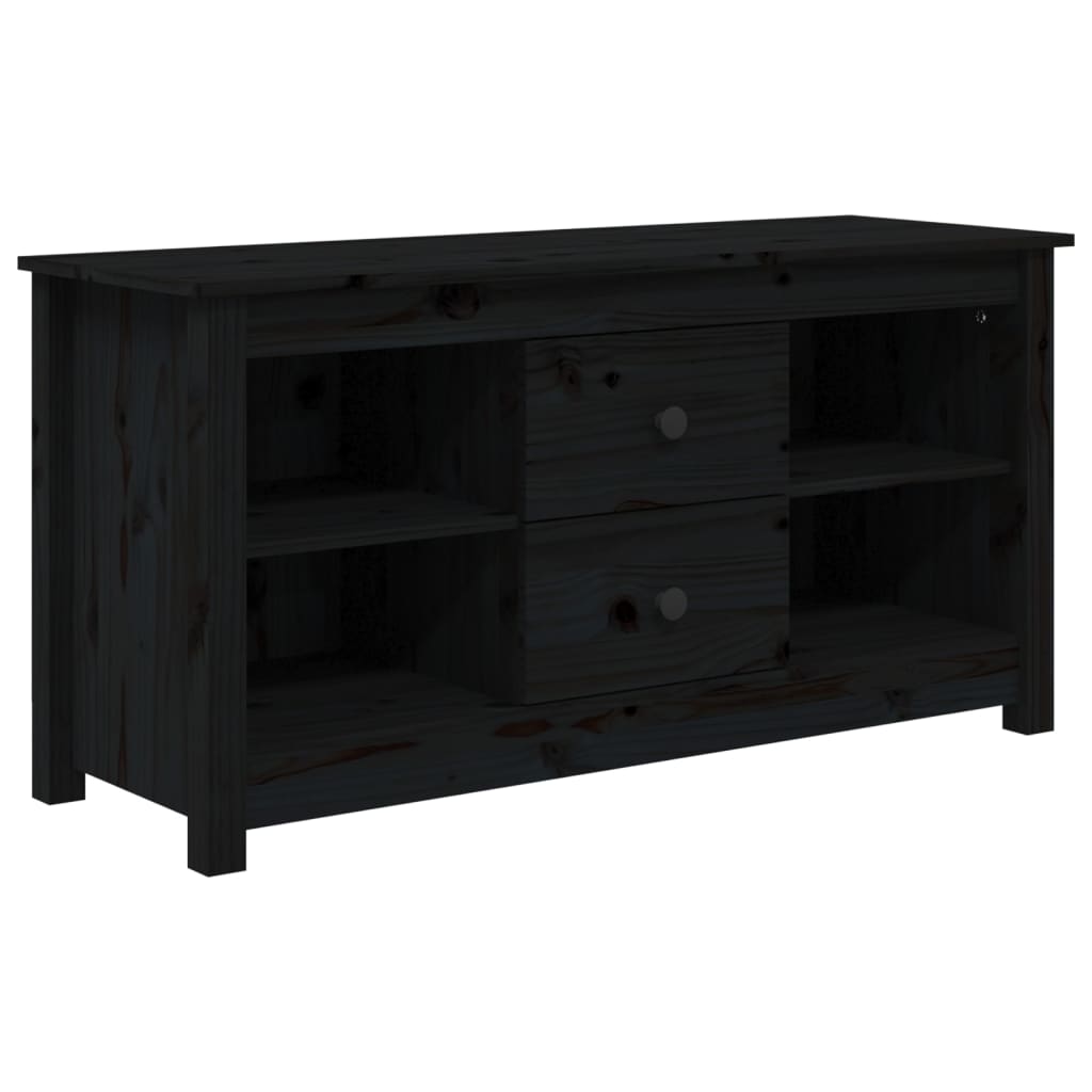 Meuble TV Noir 103x36,5x52 cm Bois de pin massif