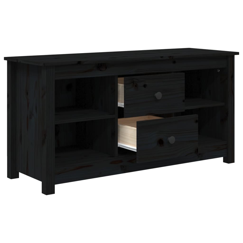 Meuble TV Noir 103x36,5x52 cm Bois de pin massif