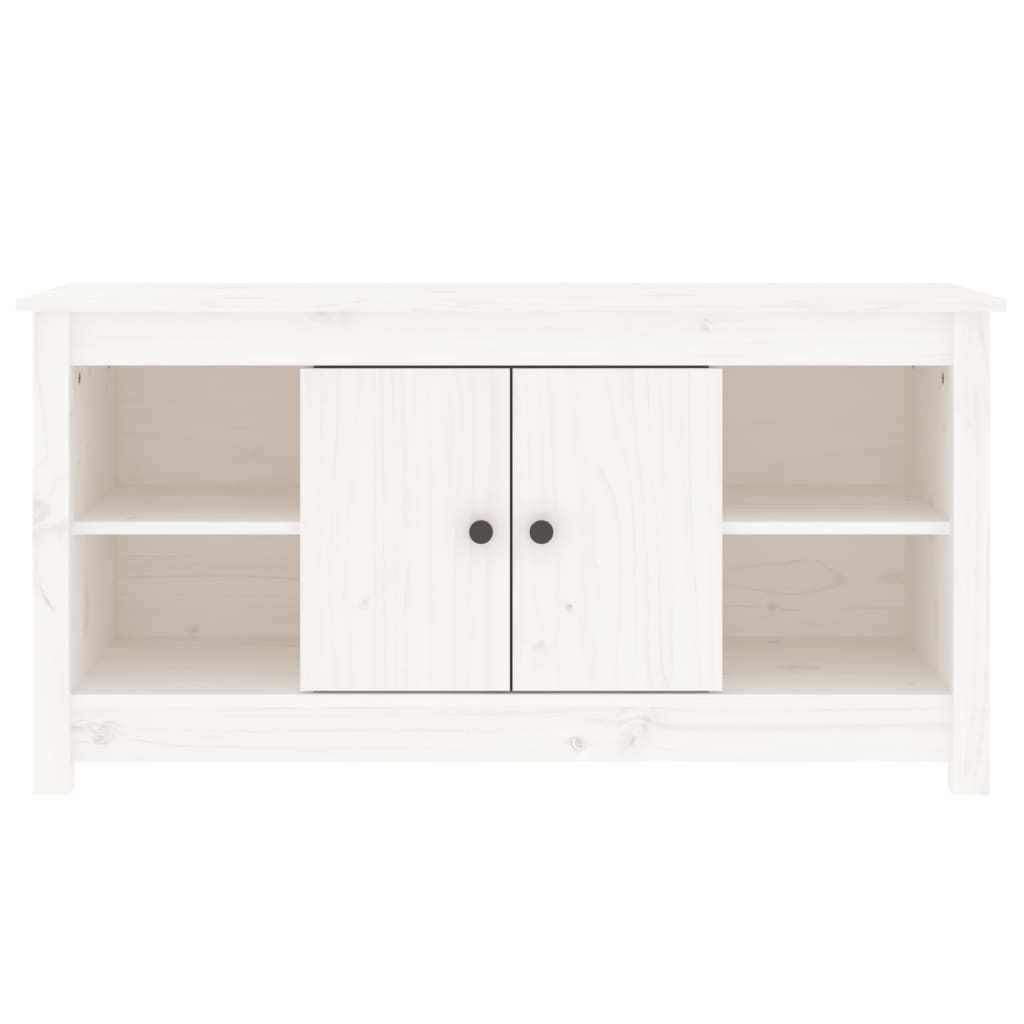 Meuble TV Blanc 103x36,5x52 cm Bois de pin massif