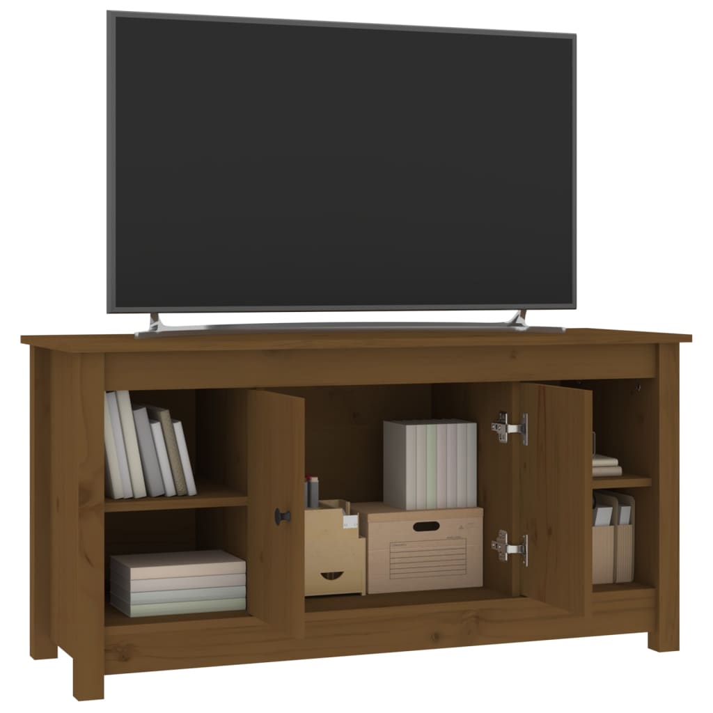 Meuble TV Marron miel 103x36,5x52 cm Bois de pin massif