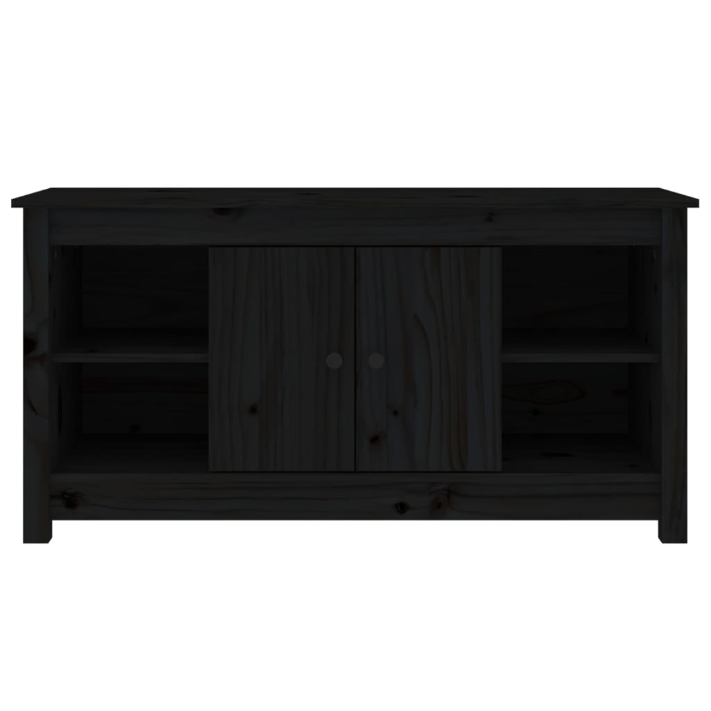 Meuble TV Noir 103x36,5x52 cm Bois de pin massif