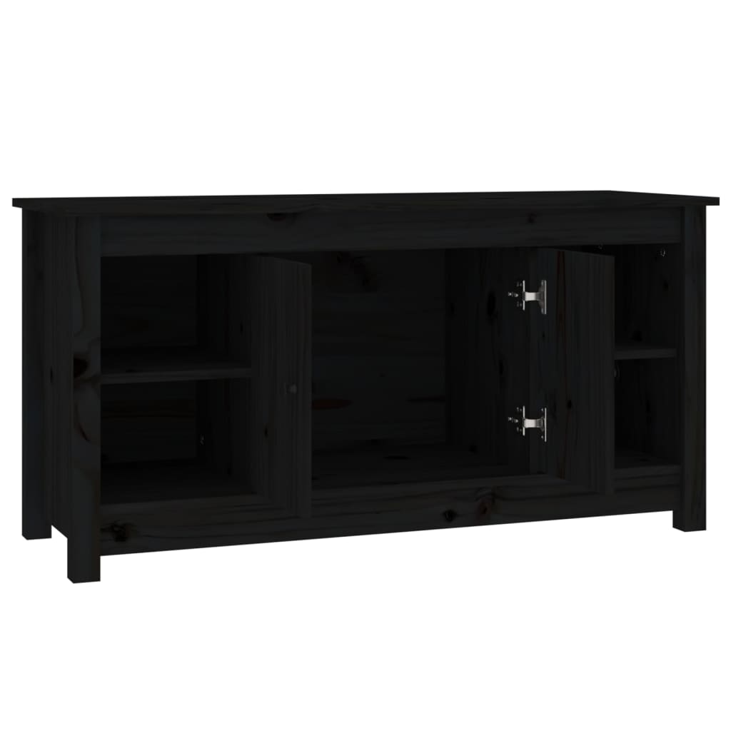 Meuble TV Noir 103x36,5x52 cm Bois de pin massif