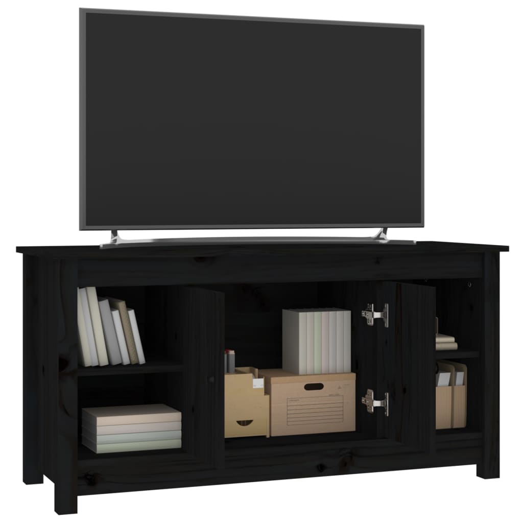 Meuble TV Noir 103x36,5x52 cm Bois de pin massif