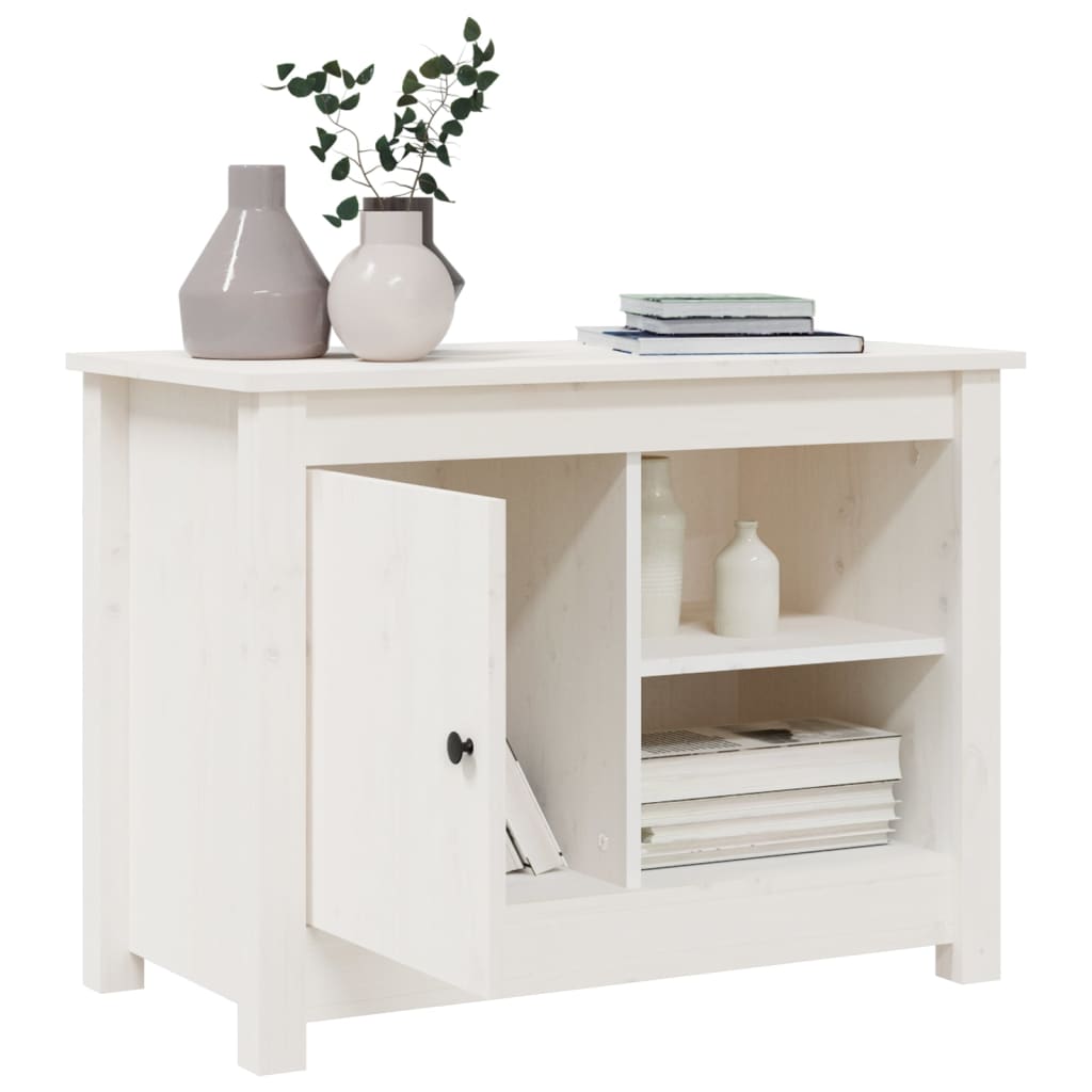 Meuble TV Blanc 70x36,5x52 cm Bois de pin massif