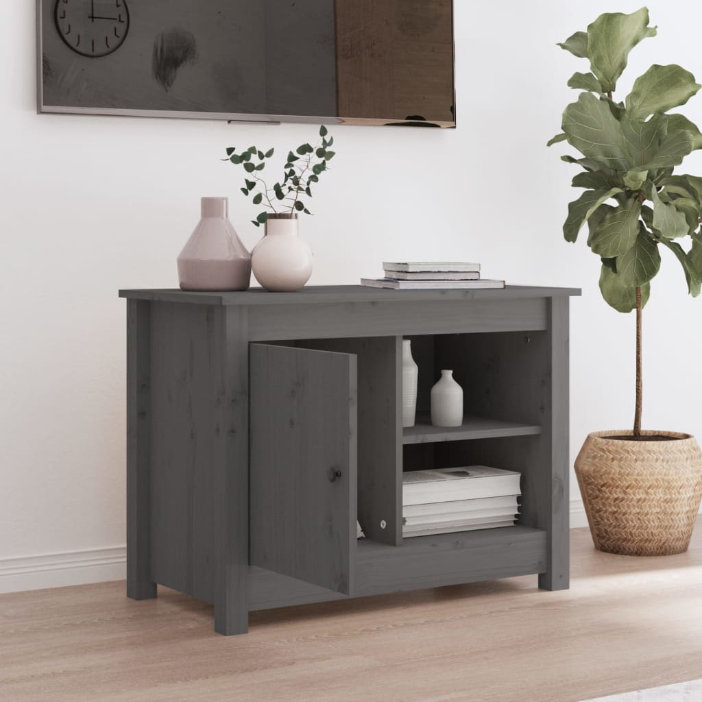 Grey TV cabinet 70x36.5x52 cm Solid pine wood