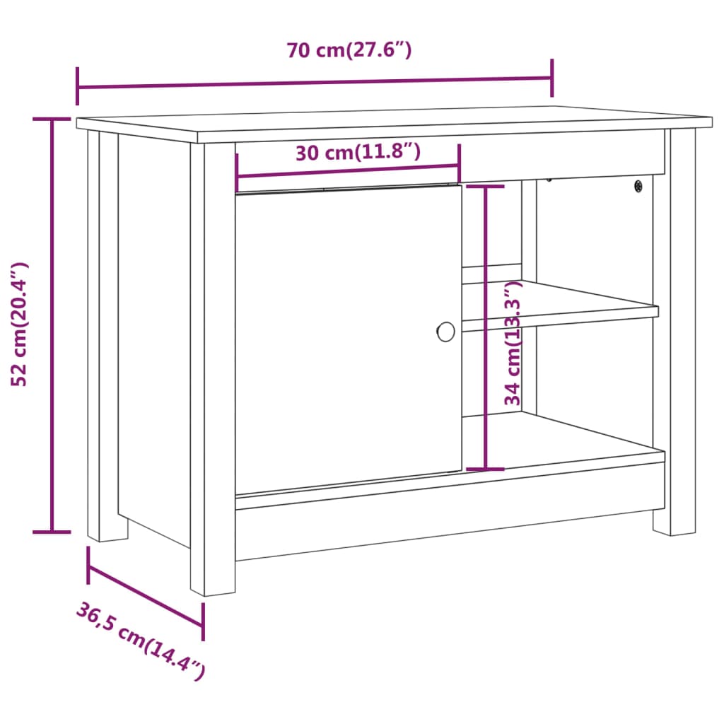 Grey TV cabinet 70x36.5x52 cm Solid pine wood