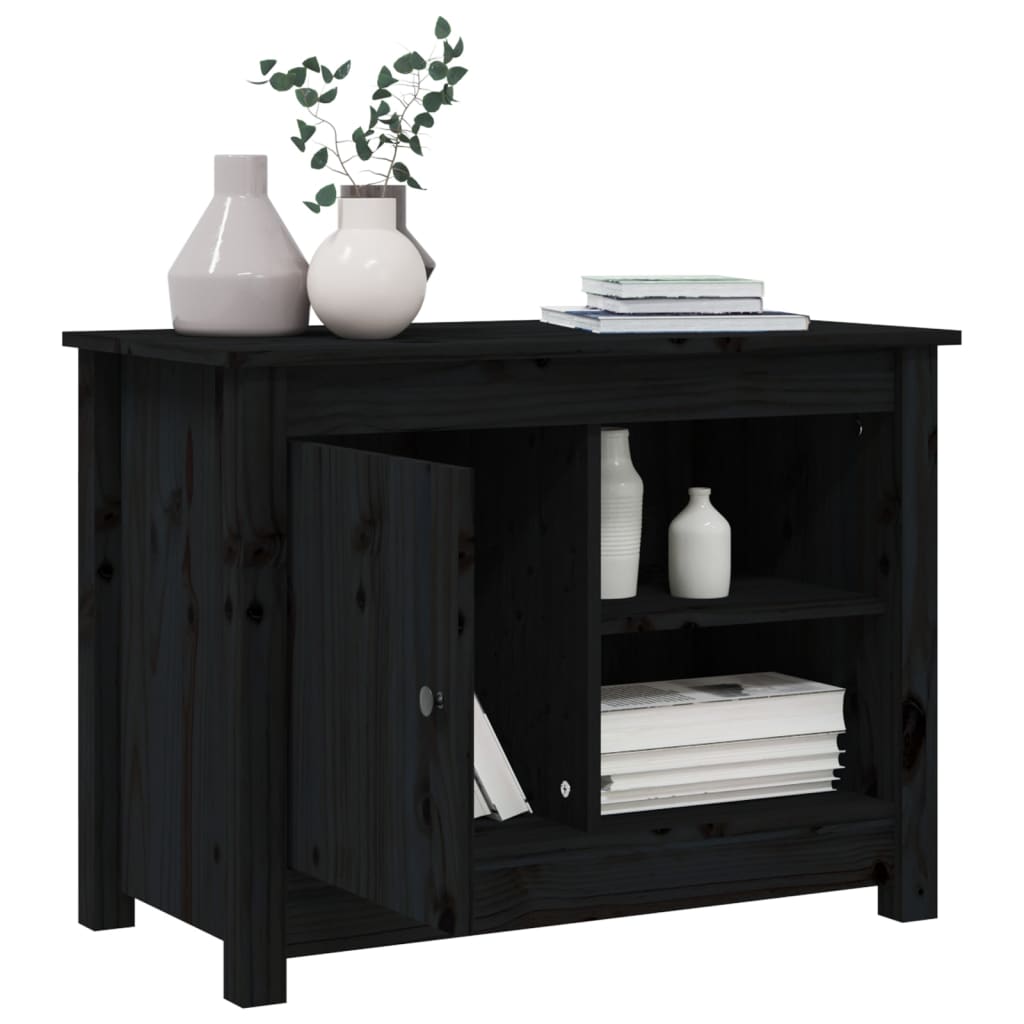 Black TV cabinet 70x36.5x52 cm Solid pine wood