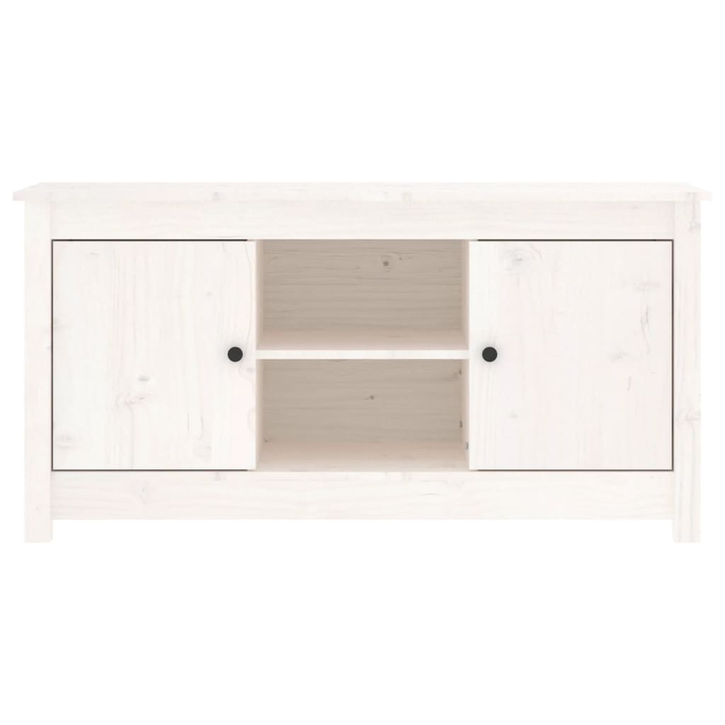 Meuble TV Blanc 103x36,5x52 cm Bois de pin massif