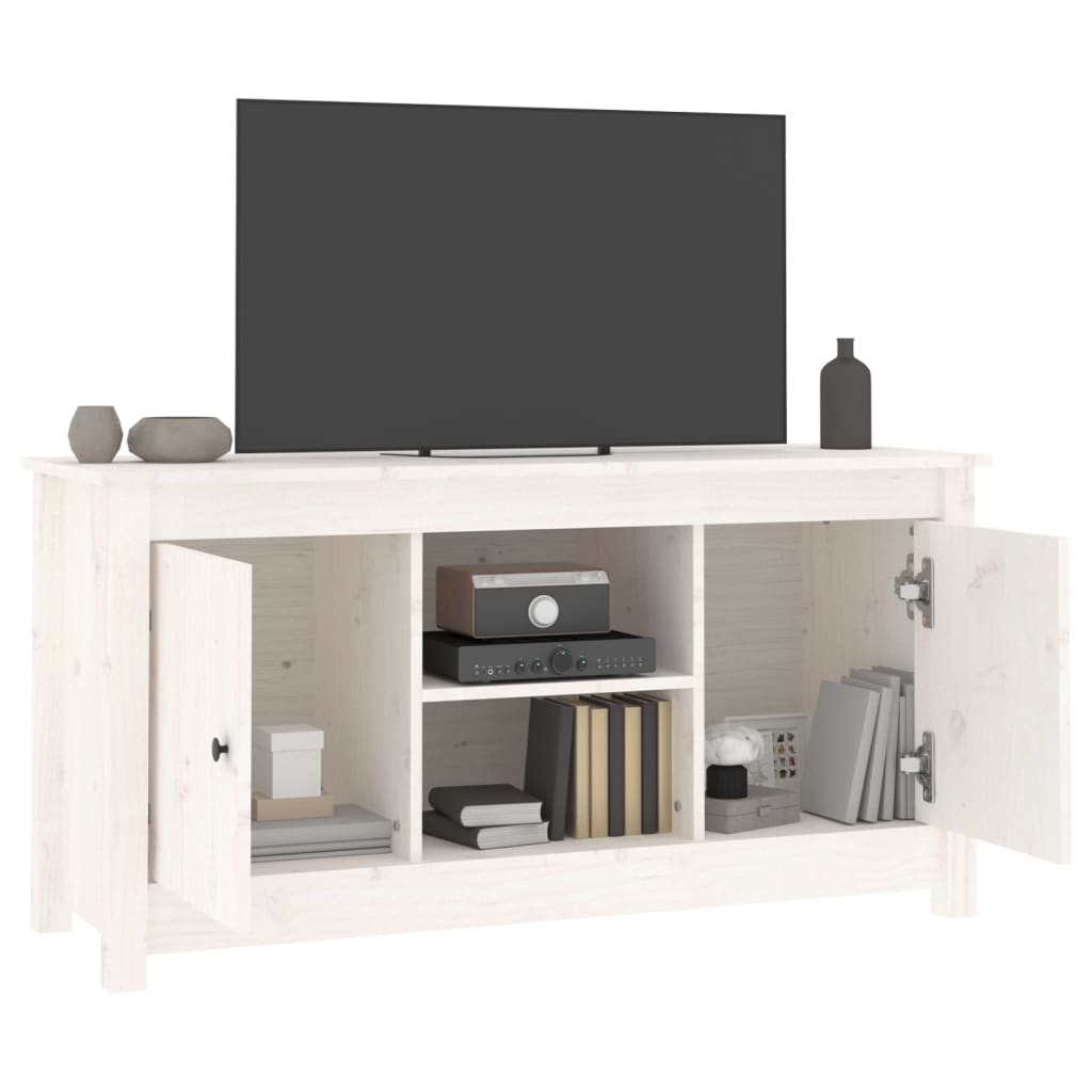 White TV cabinet 103x36.5x52 cm Solid pine wood