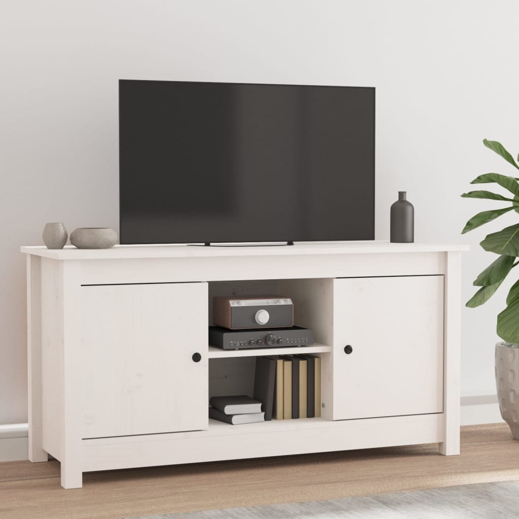 White TV cabinet 103x36.5x52 cm Solid pine wood