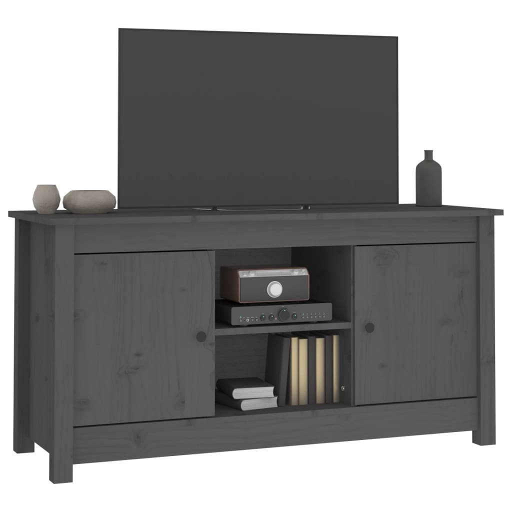 Meuble TV Gris 103x36,5x52 cm Bois de pin massif