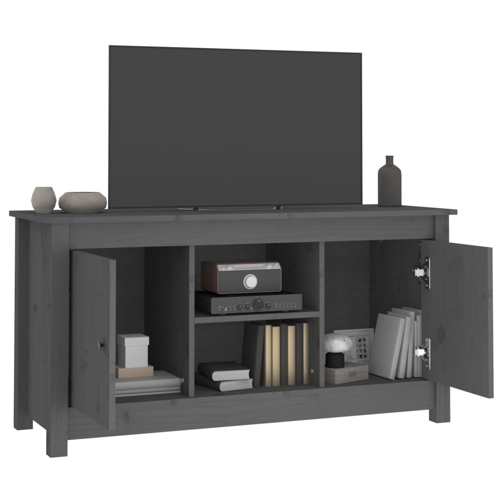 Meuble TV Gris 103x36,5x52 cm Bois de pin massif