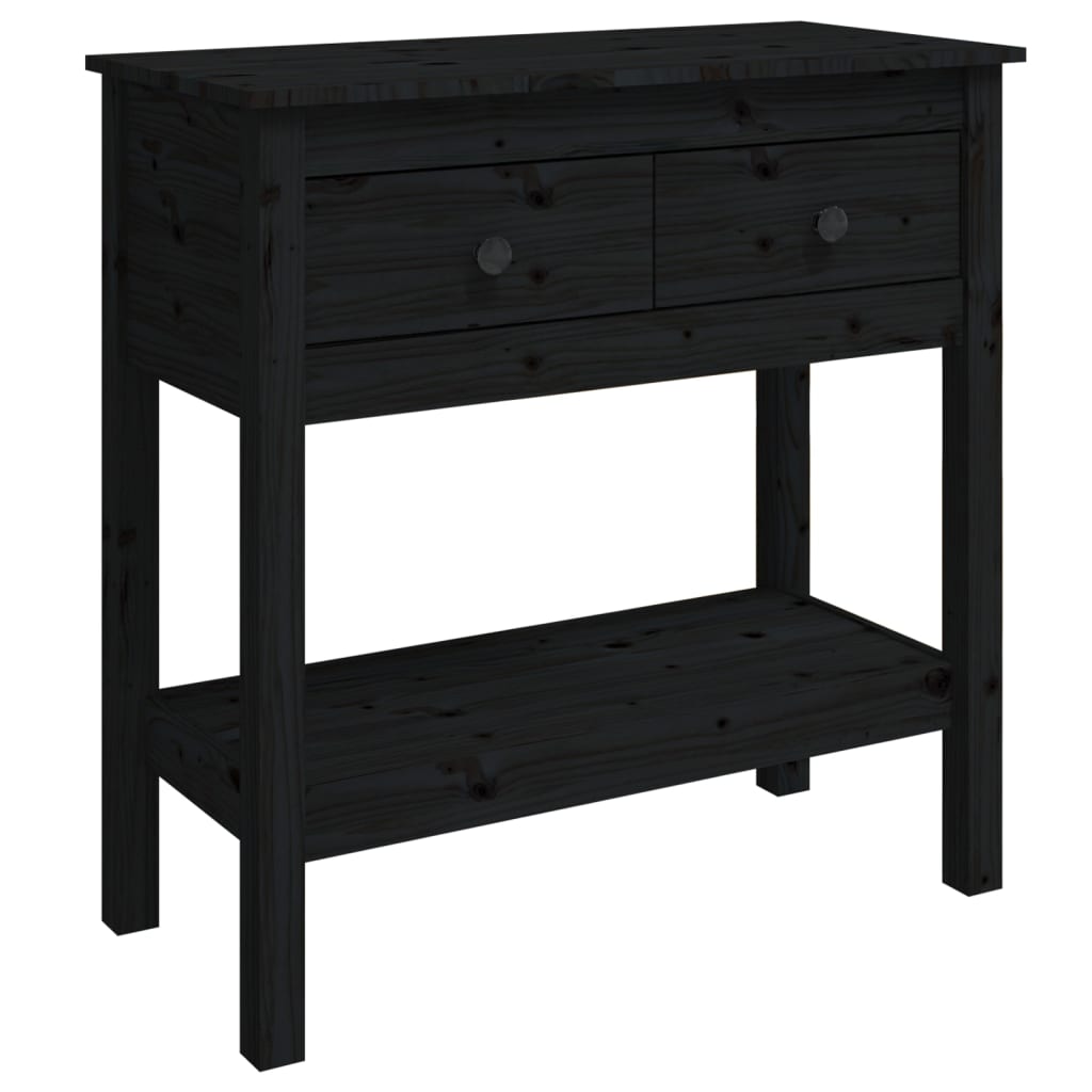 Table console Noir 75x35x75 cm Bois massif de pin