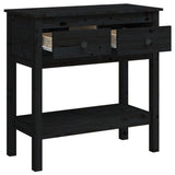 Table console Noir 75x35x75 cm Bois massif de pin