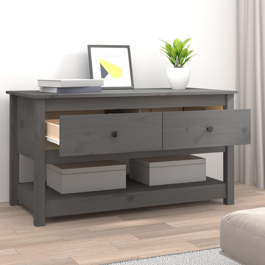 Table basse Gris 102x49x55 cm Bois massif de pin