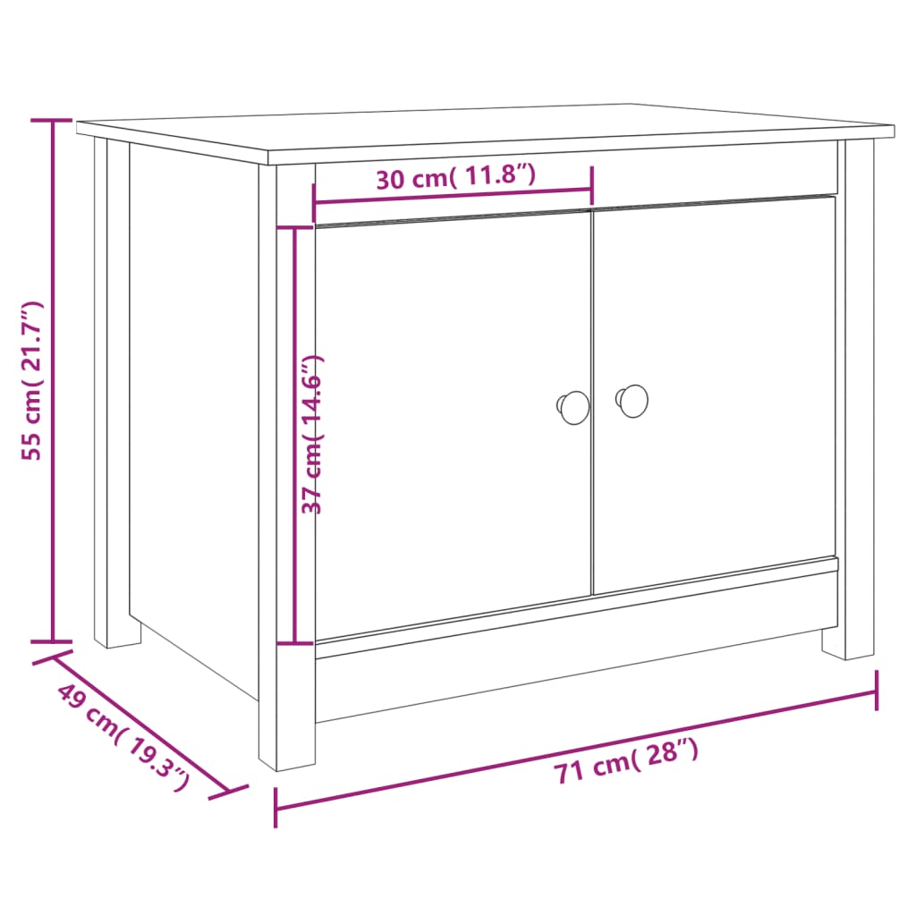 Table basse 71x49x55 cm Bois massif de pin