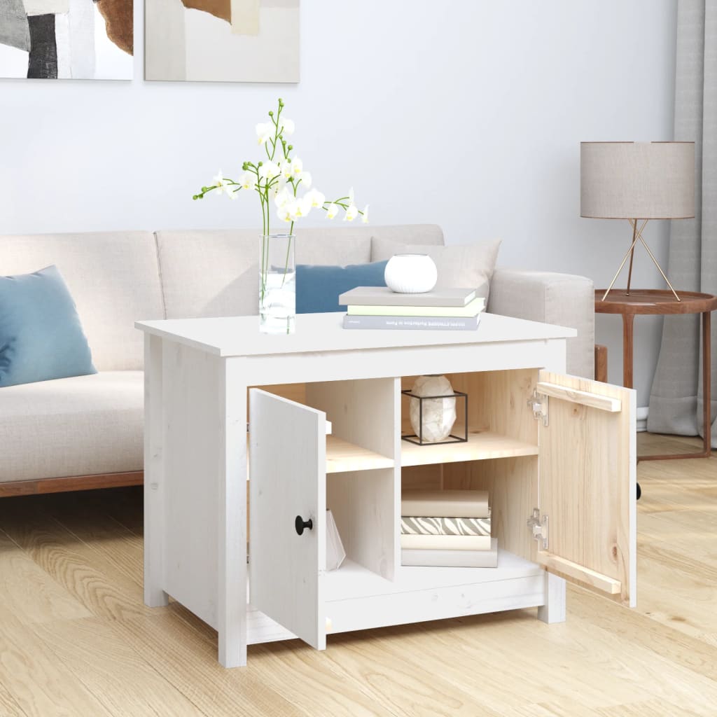 Coffee table White 71x49x55 cm Solid pine wood