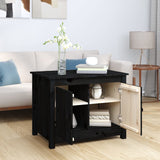 Table basse Noir 71x49x55 cm Bois massif de pin