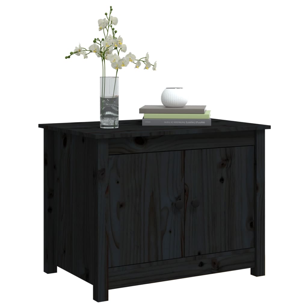 Table basse Noir 71x49x55 cm Bois massif de pin