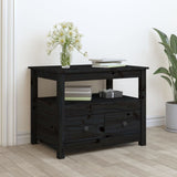 Table basse Noir 71x49x55 cm Bois massif de pin