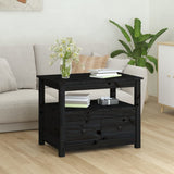 Table basse Noir 71x49x55 cm Bois massif de pin