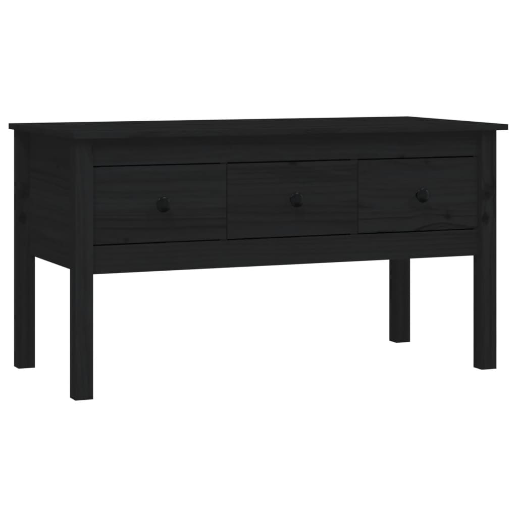 Table basse Noir 102x49x55 cm Bois massif de pin