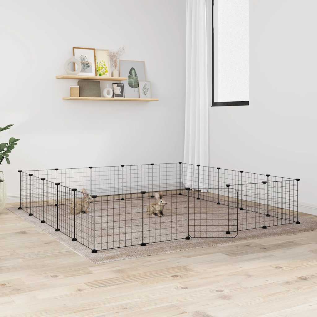 Pet cage with 20 panels and door Black 35x35 cm