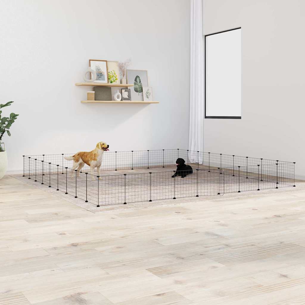 36 Panel Pet Cage with Door Black 35x35 cm