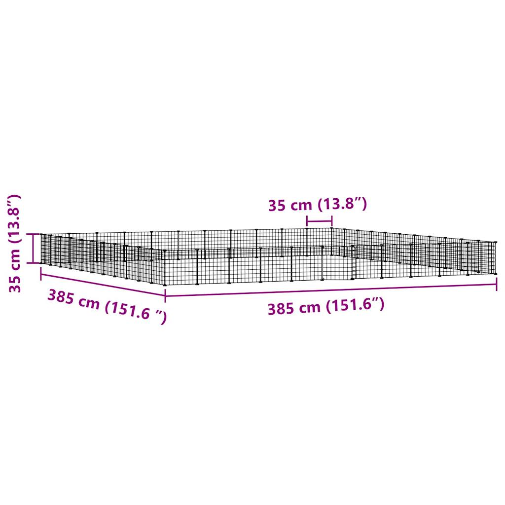 44 Panel Pet Cage with Door Black 35x35 cm